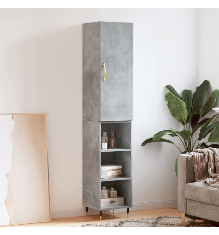 Buffet haut Gris béton 34,5x34x180 cm Bois d'ingénierie | Mobilier & Déco