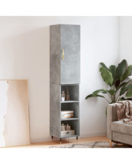 Buffet haut Gris béton 34,5x34x180 cm Bois d'ingénierie | Mobilier & Déco