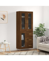 Buffet haut Chêne marron 69,5x34x180 cm Bois d'ingénierie | Mobilier & Déco