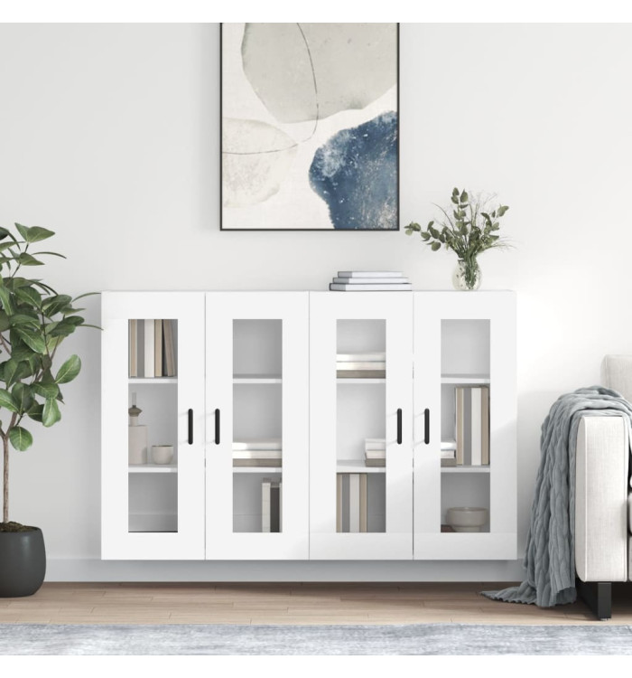 Armoires murales 2 pcs blanc bois d'ingénierie | Mobilier & Déco