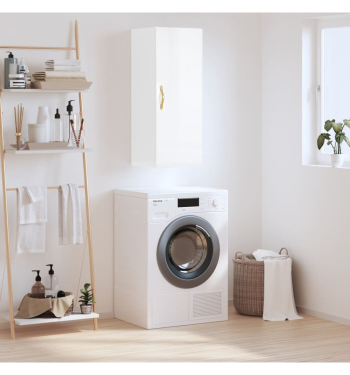 Armoire murale blanc brillant 34,5x34x90 cm | Mobilier & Déco