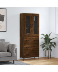 Buffet haut Chêne marron 69,5x34x180 cm Bois d'ingénierie | Mobilier & Déco