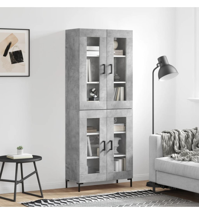 Buffet haut Gris béton 69,5x34x180 cm Bois d'ingénierie | Mobilier & Déco