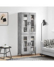 Buffet haut Gris béton 69,5x34x180 cm Bois d'ingénierie | Mobilier & Déco