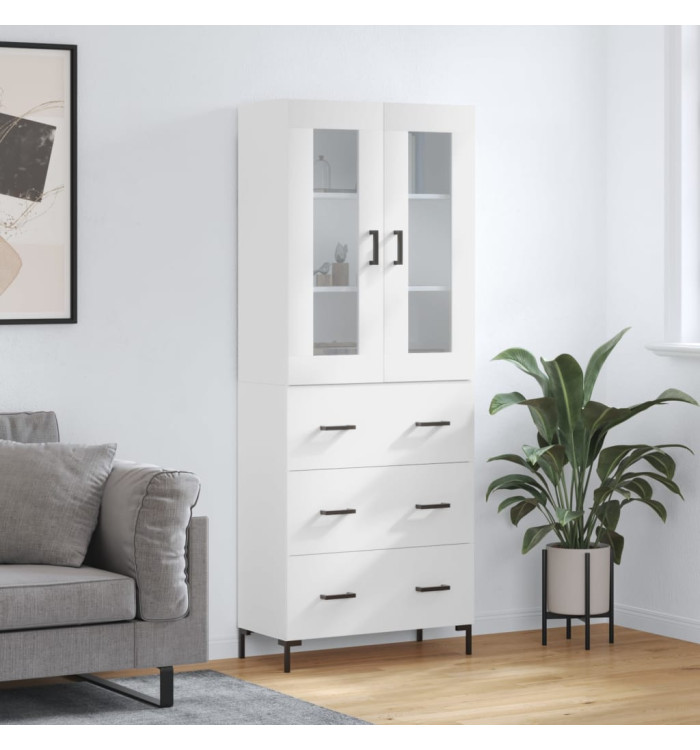 Buffet haut Blanc 69,5x34x180 cm Bois d'ingénierie | Mobilier & Déco