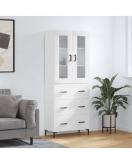 Buffet haut Blanc 69,5x34x180 cm Bois d'ingénierie | Mobilier & Déco