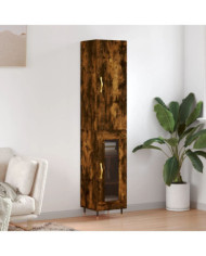 Buffet haut Chêne fumé 34,5x34x180 cm Bois d'ingénierie | Mobilier & Déco