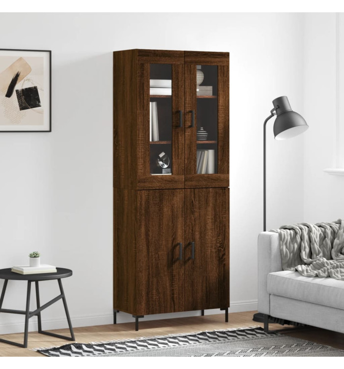 Buffet haut Chêne marron 69,5x34x180 cm Bois d'ingénierie | Mobilier & Déco