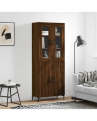 Buffet haut Chêne marron 69,5x34x180 cm Bois d'ingénierie | Mobilier & Déco
