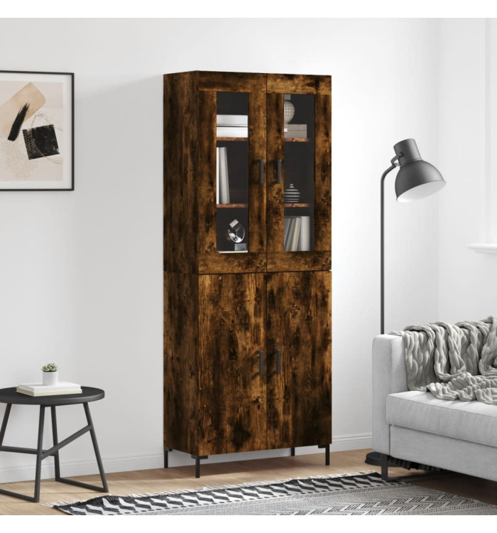 Buffet haut Chêne fumé 69,5x34x180 cm Bois d'ingénierie | Mobilier & Déco
