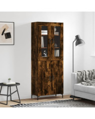 Buffet haut Chêne fumé 69,5x34x180 cm Bois d'ingénierie | Mobilier & Déco