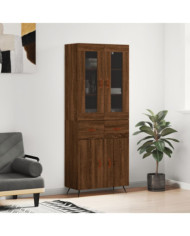 Buffet haut Chêne marron 69,5x34x180 cm Bois d'ingénierie | Mobilier & Déco