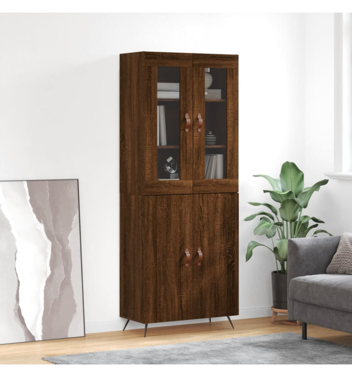 Buffet haut Chêne marron 69,5x34x180 cm Bois d'ingénierie | Mobilier & Déco