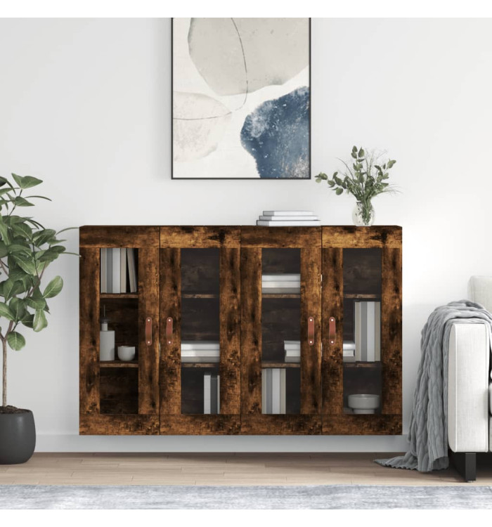 Armoires murales 2 pcs chêne fumé bois d'ingénierie | Mobilier & Déco