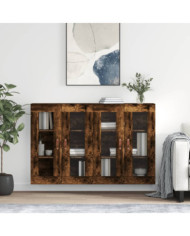 Armoires murales 2 pcs chêne fumé bois d'ingénierie | Mobilier & Déco