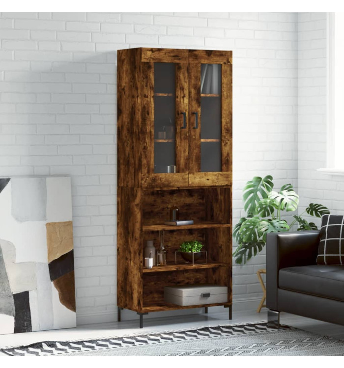 Buffet haut Chêne fumé 69,5x34x180 cm Bois d'ingénierie | Mobilier & Déco