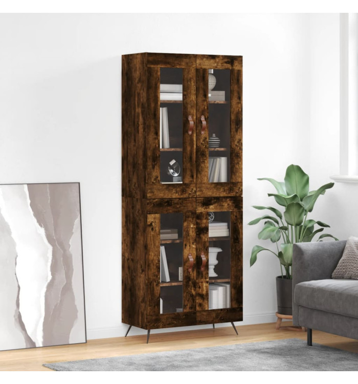 Buffet haut Chêne fumé 69,5x34x180 cm Bois d'ingénierie | Mobilier & Déco