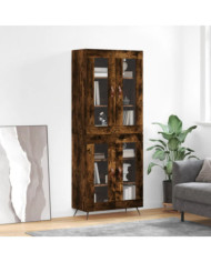 Buffet haut Chêne fumé 69,5x34x180 cm Bois d'ingénierie | Mobilier & Déco