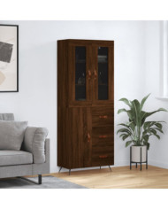 Buffet haut Chêne marron 69,5x34x180 cm Bois d'ingénierie | Mobilier & Déco