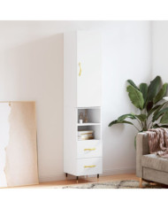 Buffet haut Blanc 34,5x34x180 cm Bois d'ingénierie | Mobilier & Déco