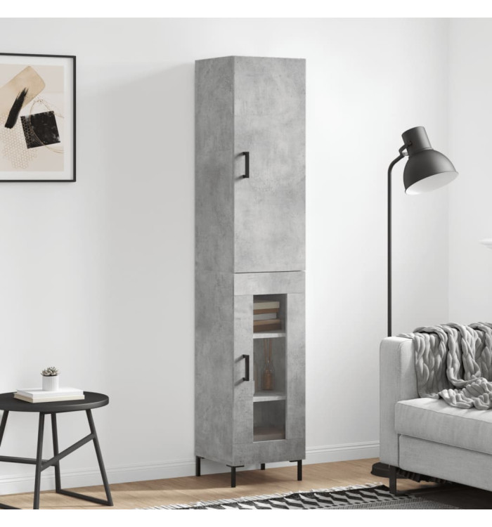 Buffet haut Gris béton 34,5x34x180 cm Bois d'ingénierie | Mobilier & Déco