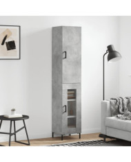 Buffet haut Gris béton 34,5x34x180 cm Bois d'ingénierie | Mobilier & Déco