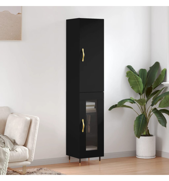 Buffet haut Noir 34,5x34x180 cm Bois d'ingénierie | Mobilier & Déco