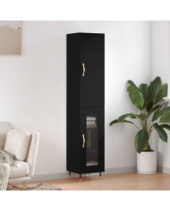 Buffet haut Noir 34,5x34x180 cm Bois d'ingénierie | Mobilier & Déco
