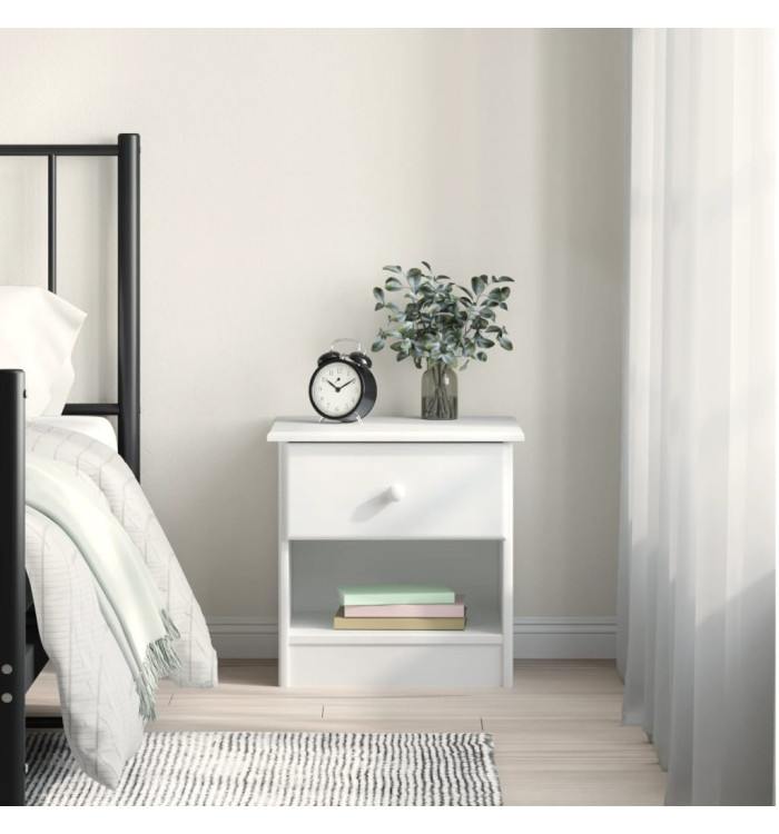 Table de chevet ALTA blanc 41x35x41 cm bois de pin massif | Mobilier & Déco