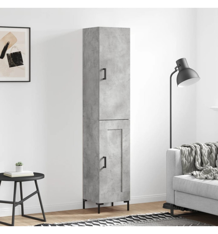 Buffet haut Gris béton 34,5x34x180 cm Bois d'ingénierie | Mobilier & Déco