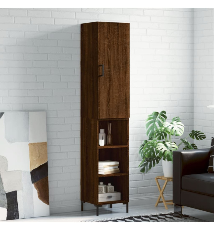Buffet haut Chêne marron 34,5x34x180 cm Bois d'ingénierie | Mobilier & Déco