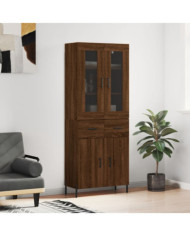 Buffet haut Chêne marron 69,5x34x180 cm Bois d'ingénierie | Mobilier & Déco