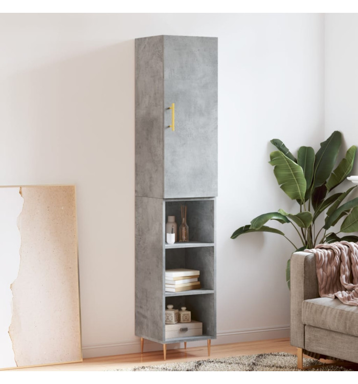 Buffet haut Gris béton 34,5x34x180 cm Bois d'ingénierie | Mobilier & Déco