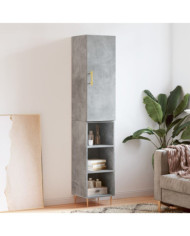 Buffet haut Gris béton 34,5x34x180 cm Bois d'ingénierie | Mobilier & Déco