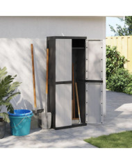 Armoire de rangement d'extérieur gris et noir 65x37x165 cm PP | Mobilier & Déco
