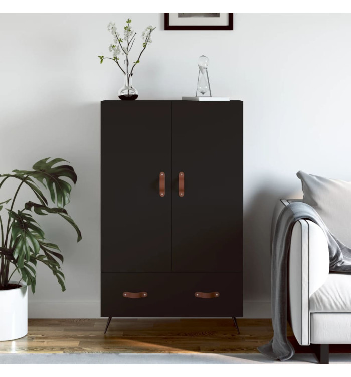 Buffet haut noir 69,5x31x115 cm bois d'ingénierie | Mobilier & Déco