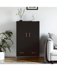 Buffet haut noir 69,5x31x115 cm bois d'ingénierie | Mobilier & Déco
