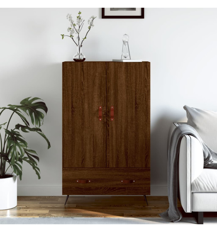 Buffet haut chêne marron 69,5x31x115 cm bois d'ingénierie | Mobilier & Déco