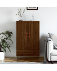 Buffet haut chêne marron 69,5x31x115 cm bois d'ingénierie | Mobilier & Déco