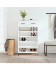 Armoire à chaussure Blanc brillant 60x35x105 cm Bois ingénierie | Mobilier & Déco