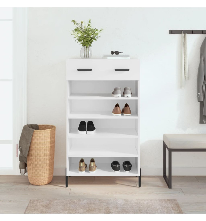 Armoire à chaussures blanc 60x35x105 cm bois d'ingénierie | Mobilier & Déco