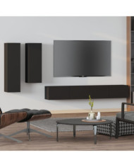 Ensemble de meubles TV 4 pcs Noir Bois d'ingénierie | Mobilier & Déco