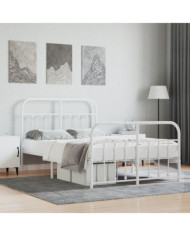Cadre de lit métal sans matelas et pied de lit blanc 120x190 cm | Mobilier & Déco