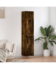 Buffet haut Chêne fumé 34,5x34x180 cm Bois d'ingénierie | Mobilier & Déco