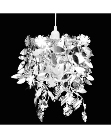 Lustre suspendu à feuilles paillette 21,5 x 30 cm Argenté | Mobilier & Déco