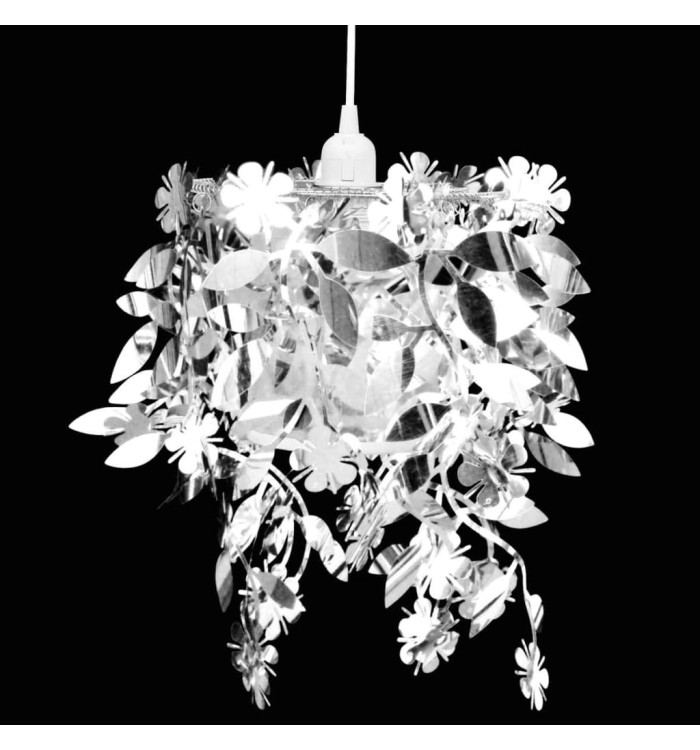 Lustre suspendu à feuilles paillette 21,5 x 30 cm Argenté | Mobilier & Déco