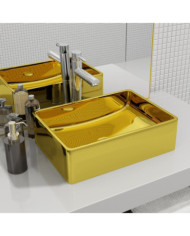 Lavabo 41 x 30 x 12 cm Céramique Doré | Mobilier & Déco
