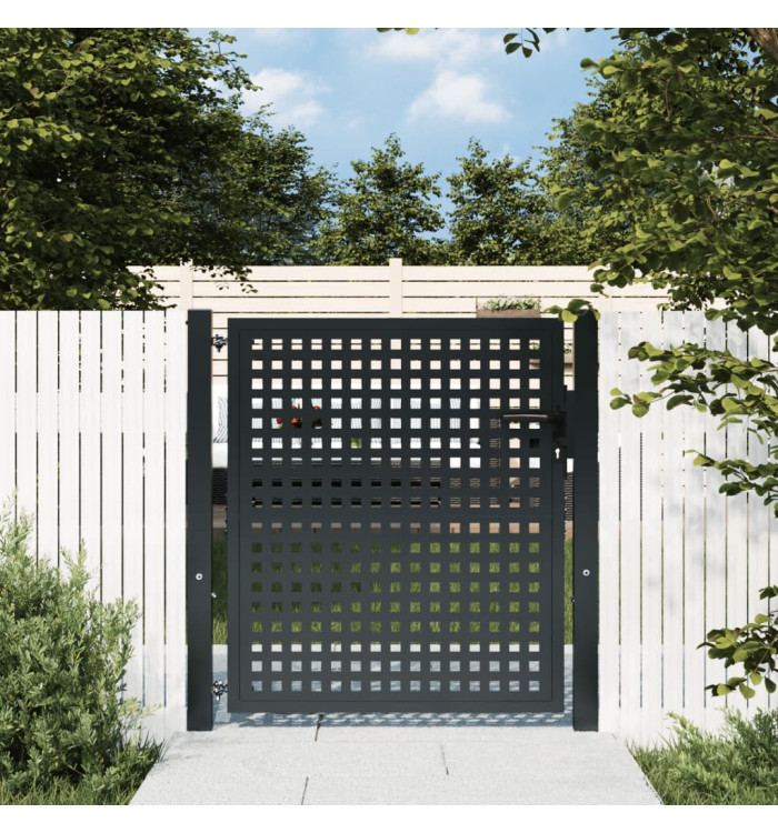 Portail de jardin anthracite 105x150 cm acier | Mobilier & Déco