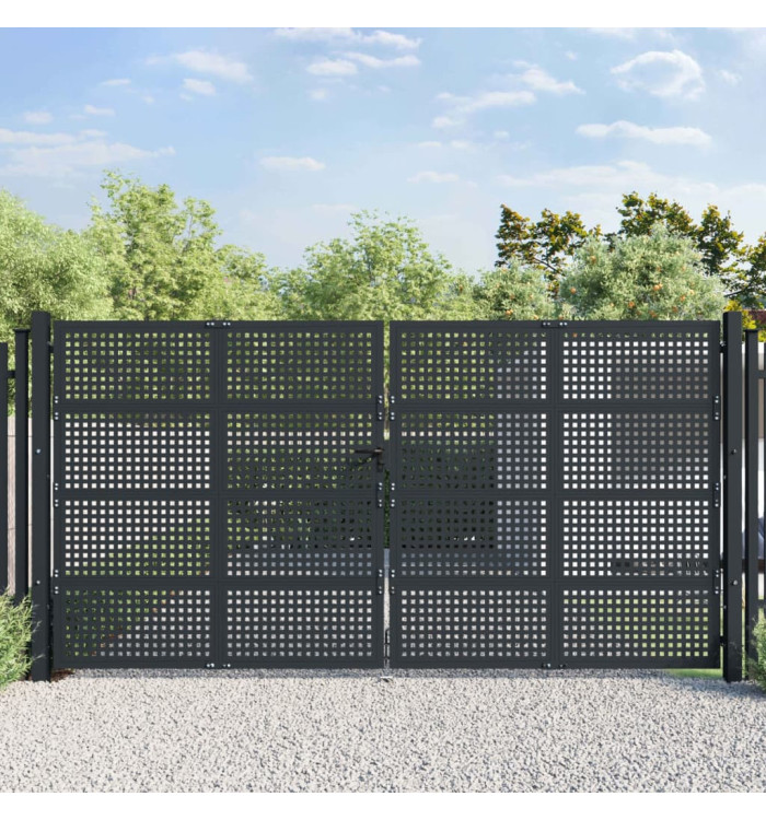 Portail de jardin anthracite 400x200 cm acier | Mobilier & Déco
