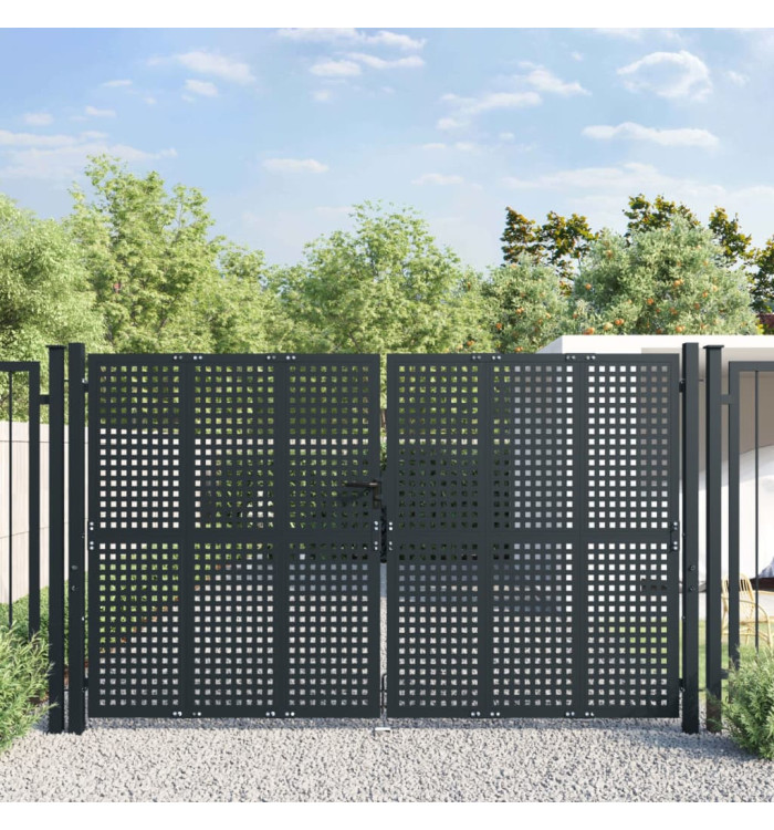 Portail de jardin anthracite 300x175 cm acier | Mobilier & Déco